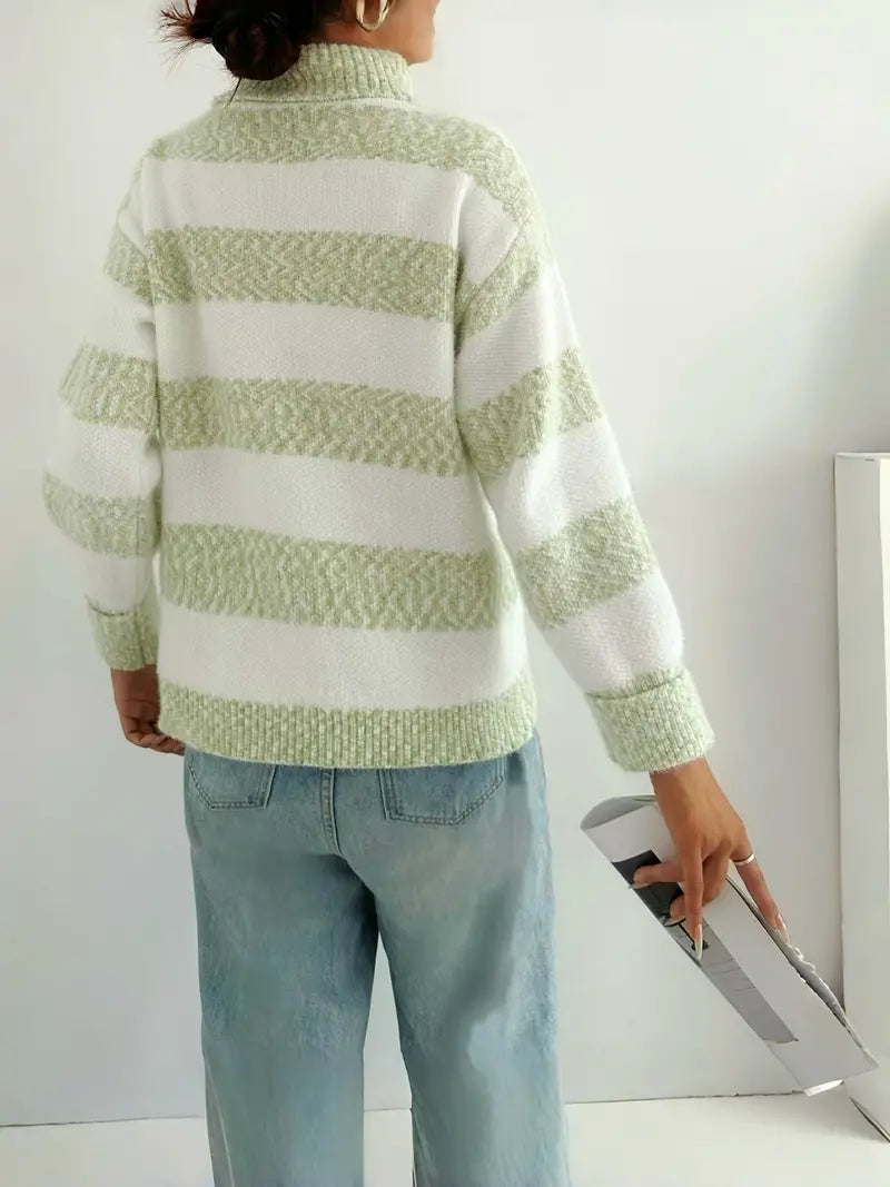 Color Block Turtleneck Sweater