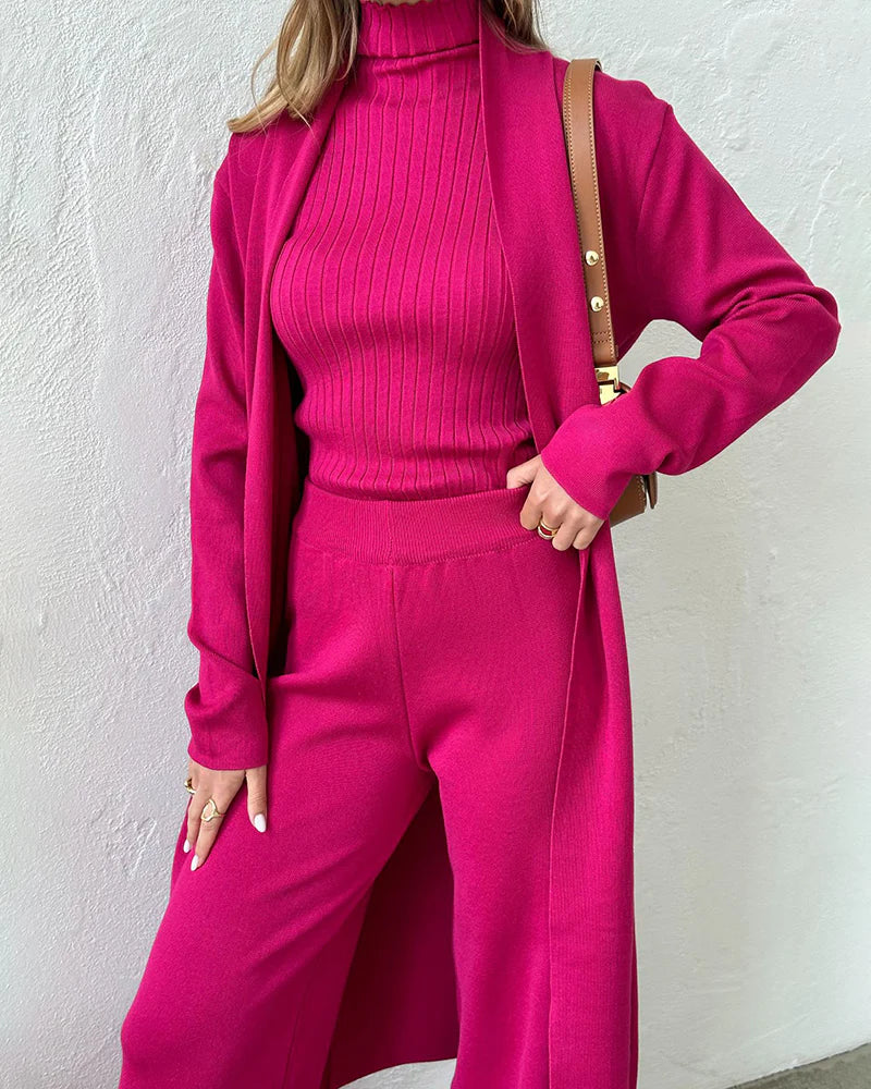 Heidi Set | Chic Three-Piece Outfit with Cardigan, Trousers, and Top