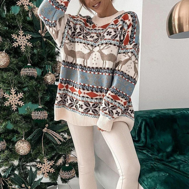 Laura | Festive Reindeer Knit Sweater