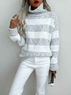 Color Block Turtleneck Sweater