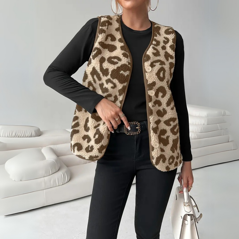 Leona - Sleeveless Leopard Print Vest