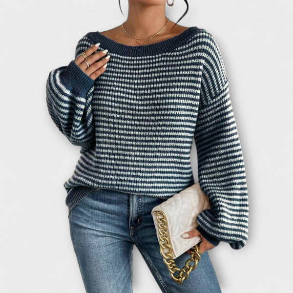 Luna | Striped Off-Shoulder Sweater