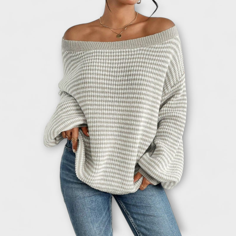 Luna | Striped Off-Shoulder Sweater