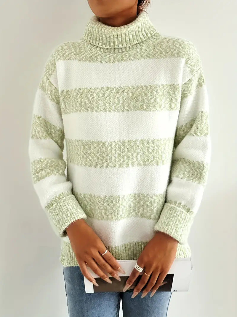 Color Block Turtleneck Sweater