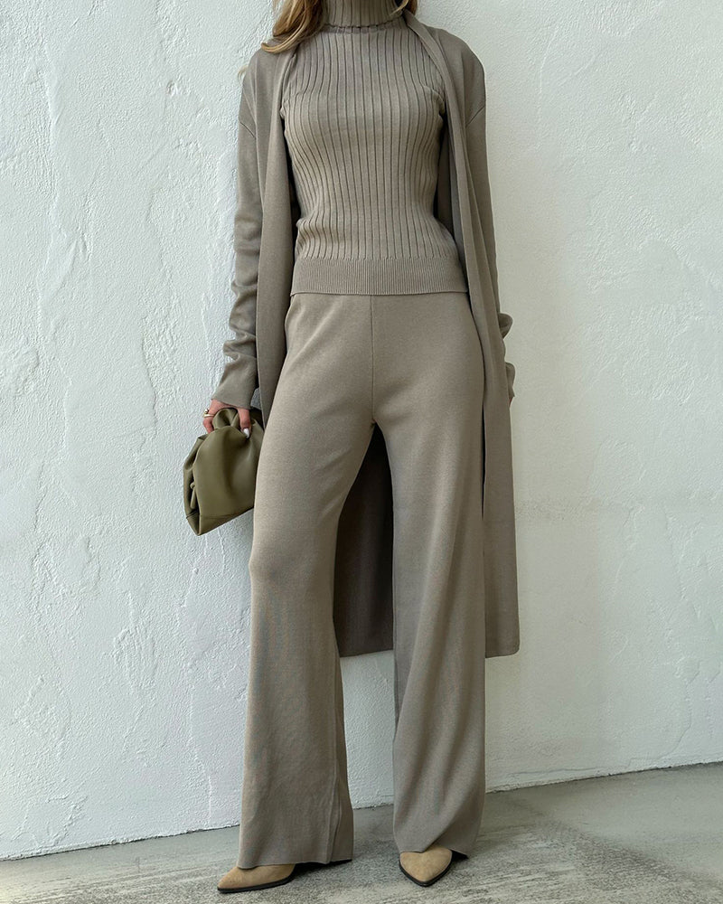 Heidi Set | Chic Three-Piece Outfit with Cardigan, Trousers, and Top