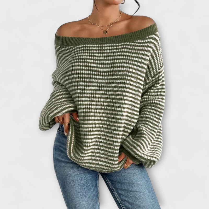 Luna | Striped Off-Shoulder Sweater