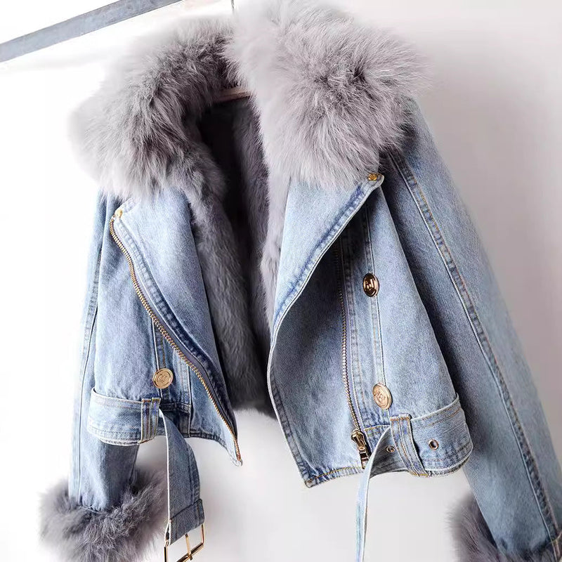 Sienna Luxe Denim & Fur Jacket