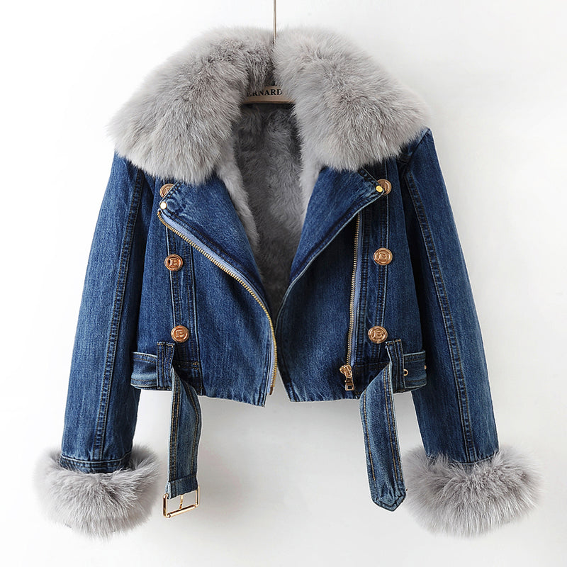 Sienna Luxe Denim & Fur Jacket