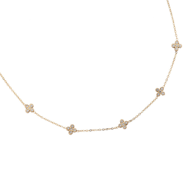 Pave Flower Necklace 14K gold-plated