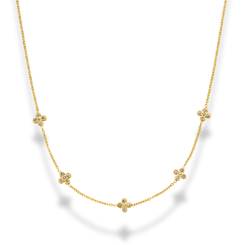 Pave Flower Necklace 14K gold-plated