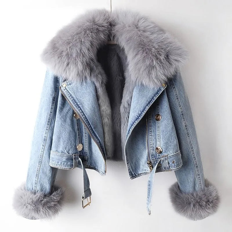 Sienna Luxe Denim & Fur Jacket