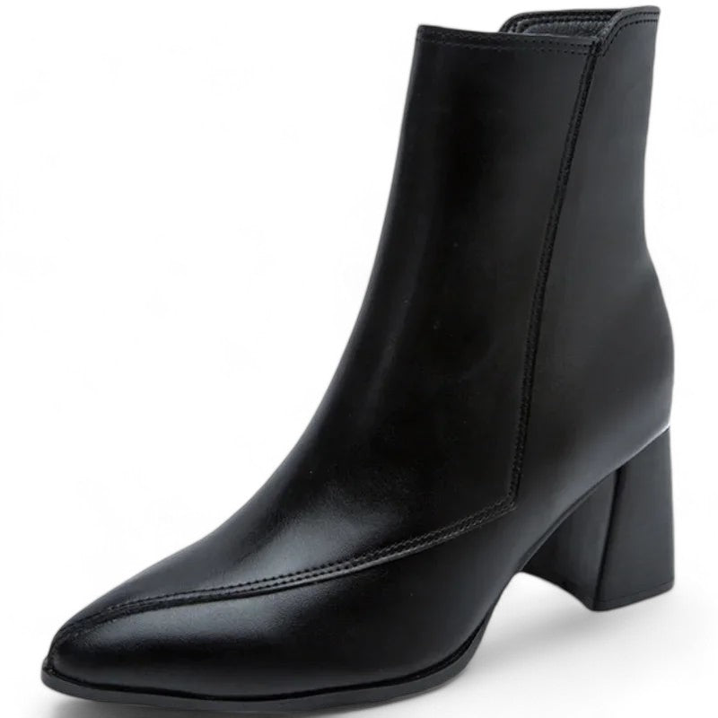 Harper - Women's Classic Ankle Boots Block Heel Side Zip