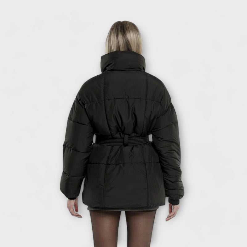 Sophia - Black Belted Puffer Jacket