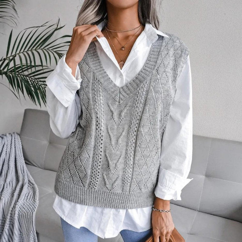 Claire - Cable Knit Sweater Vest