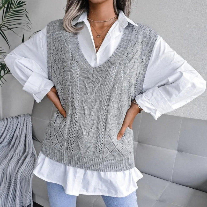 Claire - Cable Knit Sweater Vest