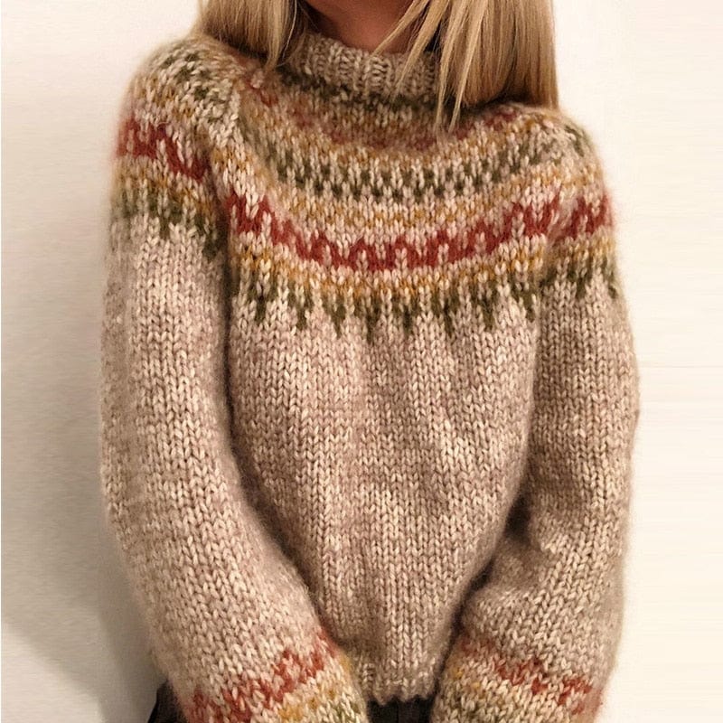 Rowan - Women's Rustic Fair Isle Knit Sweater