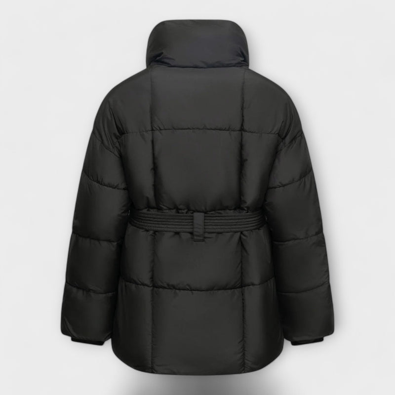 Sophia - Black Belted Puffer Jacket