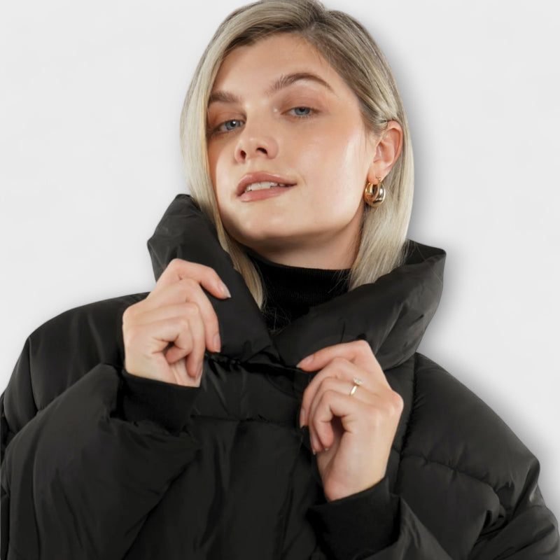 Sophia - Black Belted Puffer Jacket