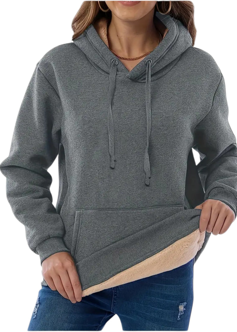 Scarlett - Fleece-Lined Kangaroo Pocket Hoodie